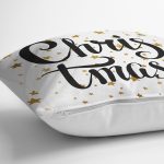 - 7547 - Realhomes Beyaz Zemin Üzerinde Gold Renkli Yıldız Desenli Christmas Yastık Kırlent Kılıfı Realhomes