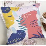 Beyaz Zeminli Renkli Onedraw Çizimli Dijital Baskılı Modern Yastık Kırlent Kılıfı Realhomes