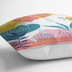 - 7551 - Realhomes Beyaz Zeminli Renkli Onedraw Çizimli Dijital Baskılı Modern Yastık Kırlent Kılıfı Realhomes