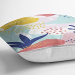 Beyaz Zeminli Renkli Onedraw Çizimli Dijital Baskılı Modern Yastık Kırlent Kılıfı Realhomes