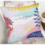 Beyaz Zeminli Renkli Onedraw Çizimli Dijital Baskılı Modern Yastık Kırlent Kılıfı Realhomes