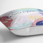 Beyaz Zeminli Renkli Onedraw Çizimli Dijital Baskılı Modern Yastık Kırlent Kılıfı Realhomes