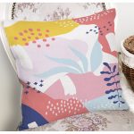 Beyaz Zeminli Renkli Onedraw Çizimli Dijital Baskılı Modern Yastık Kırlent Kılıfı Realhomes