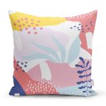 Beyaz Zeminli Renkli Onedraw Çizimli Dijital Baskılı Modern Yastık Kırlent Kılıfı Realhomes