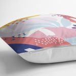 Beyaz Zeminli Renkli Onedraw Çizimli Dijital Baskılı Modern Yastık Kırlent Kılıfı Realhomes