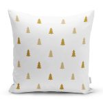 Beyaz Zemin Üzerinde Gold Renkli Çam Ağacı Desenli Modern Yastık Kırlent Kılıfı Realhomes
