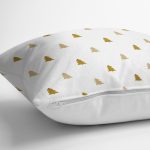 Beyaz Zemin Üzerinde Gold Renkli Çam Ağacı Desenli Modern Yastık Kırlent Kılıfı Realhomes