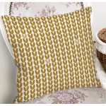 Beyaz Zemin Üzerinde Gold Renkli Geometrik Çizimli Modern Yastık Kırlent Kılıfı Realhomes