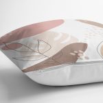 - 7560 - Realhomes Beyaz Zemin Üzerinde Pastel Renkli Yaprak Desenli Modern Yastık Kırlent Kılıfı Realhomes