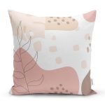 - 7561 - Realhomes Beyaz Zemin Üzerinde Pastel Renkli Yaprak Desenli Modern Yastık Kırlent Kılıfı Realhomes