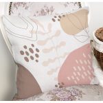 Beyaz Zemin Üzerinde Pastel Renkli Yaprak Desenli Modern Yastık Kırlent Kılıfı Realhomes