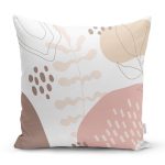 Beyaz Zemin Üzerinde Pastel Renkli Yaprak Desenli Modern Yastık Kırlent Kılıfı Realhomes