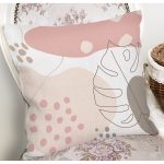Beyaz Zemin Üzerinde Pastel Renkli Yaprak Desenli Modern Yastık Kırlent Kılıfı Realhomes