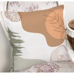 Beyaz Zemin Üzerinde Pastel Renkli Yaprak Desenli Modern Yastık Kırlent Kılıfı Realhomes