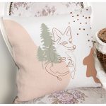 Beyaz Zemin Üzerinde Onedraw Çizimli Bayan Silüeti Modern Yastık Kırlent Kılıfı Realhomes