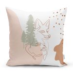 Beyaz Zemin Üzerinde Onedraw Çizimli Bayan Silüeti Modern Yastık Kırlent Kılıfı Realhomes