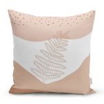 - 7569 - Realhomes Pastel Zeminli Onedraw Çizimli Yaprak Desenli Dijital Baskılı Modern Yastık Kılıfı Realhomes