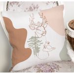 Pastel Zeminli Onedraw Çizimli Bayan Silüeti Dijital Baskılı Modern Kırlent Kılıfı Realhomes