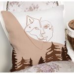 Pastel Zeminli Onedraw Çizimli Bayan Silüeti Dijital Baskılı Modern Kırlent Kılıfı Realhomes