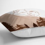 Pastel Zeminli Onedraw Çizimli Bayan Silüeti Dijital Baskılı Modern Kırlent Kılıfı Realhomes