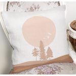 Pastel Zeminli Onedraw Çizimli Doğa Temalı Dijital Baskılı Modern Kırlent Kılıfı Realhomes