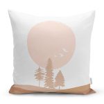 Pastel Zeminli Onedraw Çizimli Doğa Temalı Dijital Baskılı Modern Kırlent Kılıfı Realhomes