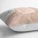 Pastel Zeminli Onedraw Çizimli Bayan Silüeti Dijital Baskılı Modern Kırlent Kılıfı Realhomes