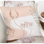 Renkli Zeminli Onedraw Çizimli Geyik Desenli Dijital Baskılı Modern Kırlent Kılıfı Realhomes