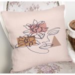 Pastel Zeminli Onedraw Çizimli Bayan Silüeti Dijital Baskılı Modern Kırlent Kılıfı Realhomes