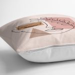 Pastel Zeminli Onedraw Çizimli Bayan Silüeti Dijital Baskılı Modern Kırlent Kılıfı Realhomes