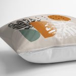 - 7580 - Realhomes Pastel Zeminli Yaprak Desenli Dijital Baskılı Modern Yastık Kırlent Kılıfı Realhomes