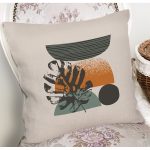 Pastel Renkli Yaprak Motifli Dijital Baskılı Modern Yastık Kırlent Kılıfı Realhomes