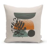 Pastel Renkli Yaprak Motifli Dijital Baskılı Modern Yastık Kırlent Kılıfı Realhomes