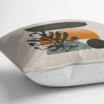 Pastel Renkli Yaprak Motifli Dijital Baskılı Modern Yastık Kırlent Kılıfı Realhomes