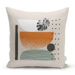 - 7582 - Realhomes Pastel Renkli Onedraw Çizimli Geometrik Desenli Modern Yastık Kırlent Kılıfı Realhomes