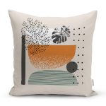 - 7584 - Realhomes Pastel Renkli Onedraw Çizimli Geometrik Desenli Modern Yastık Kırlent Kılıfı Realhomes