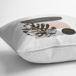 Beyaz Zemin Üzerinde Onedraw Çizimli Yaprak Motifli Yastık Kırlent Kılıfı Realhomes