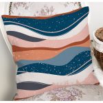 - 7590 - Realhomes  Renkli Zemin Üzerinde Geometrik Çizim Dijital Baskılı Modern Yastık Kırlent Kılıfı Realhomes