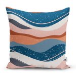 - 7590 - Realhomes  Renkli Zemin Üzerinde Geometrik Çizim Dijital Baskılı Modern Yastık Kırlent Kılıfı Realhomes