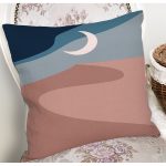 Pastel Renkli Zeminli Ay Temalı Dijital Baskılı Modern Yastık Kırlent Kılıfı Realhomes