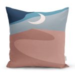 Pastel Renkli Zeminli Ay Temalı Dijital Baskılı Modern Yastık Kırlent Kılıfı Realhomes