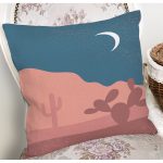 Pastel Zemin Üzerinde Ay Çizimli Dijital Baskılı Modern Yastık Kırlent Kılıfı Realhomes