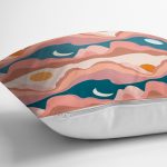 Renkli Zemin Üzerinde Ay Güneş Temalı Dijital Baskılı Modern Yastık Kırlent Kılıfı Realhomes