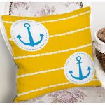 Sarı Zemin Üzerinde Çapa Çizimli Dijital Baskılı Modern Yastık Kırlent Kılıfı Realhomes