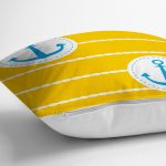 Sarı Zemin Üzerinde Çapa Çizimli Dijital Baskılı Modern Yastık Kırlent Kılıfı Realhomes