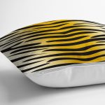 - 7606 - Realhomes Renkli Zemin Üzerinde Gold Detaylı Geometrik Çizimli Yastık Kırlent Kılıfı Realhomes