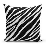 - 7607 - Realhomes  Beyaz Zemin Üzerinde Zebra Desenli Dijital Baskılı Modern Yastık Kırlent Kılıfı Realhomes