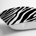 - 7607 - Realhomes  Beyaz Zemin Üzerinde Zebra Desenli Dijital Baskılı Modern Yastık Kırlent Kılıfı Realhomes