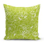 - 7611 - Realhomes Rengarenk Zemin Üzerinde Onedraw Çizimli Çiçek Desenli Yastık Kırlent Kılıfı Realhomes