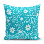 - 7612 - Realhomes Rengarenk Zemin Üzerinde Beyaz Rengarenk Çiçek Desenli Modern Yastık Kırlent Kılıfı Realhomes